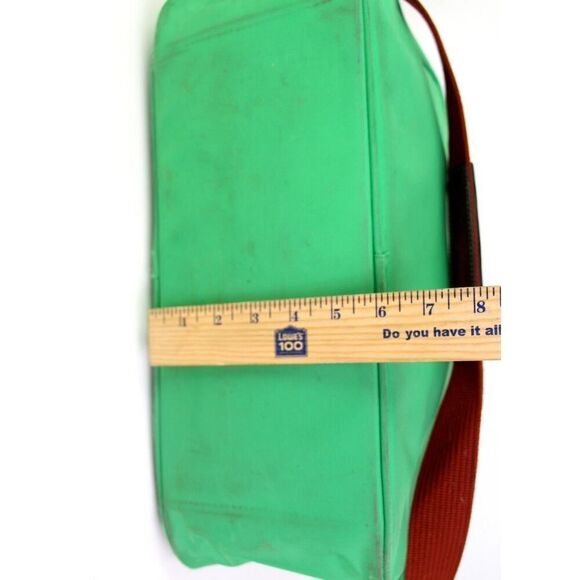 Longchamp GREEN CANVAS BROWN LEATHER ZIP AROUND TRAVEL CARRY ALL SHOULDER DUFFLE - Picture 12 of 15